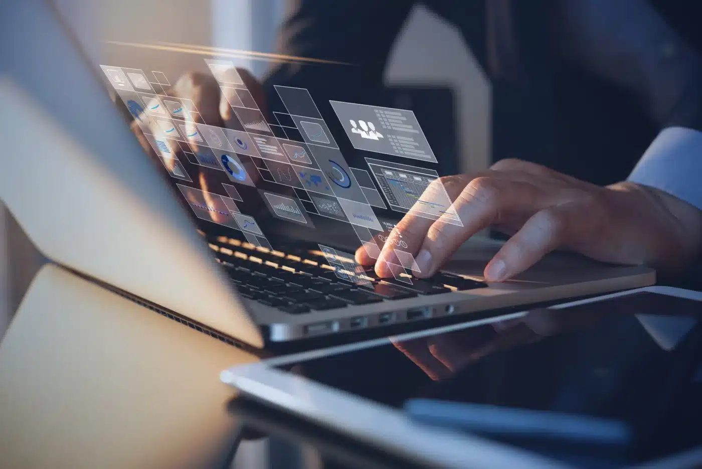 Businessman working on a laptop