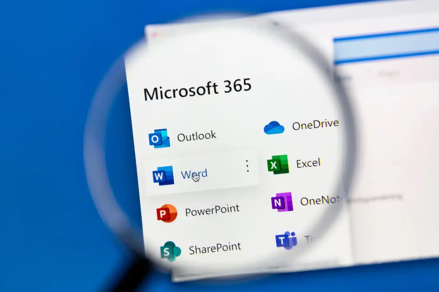 Microsoft 365 apps on a computer screen