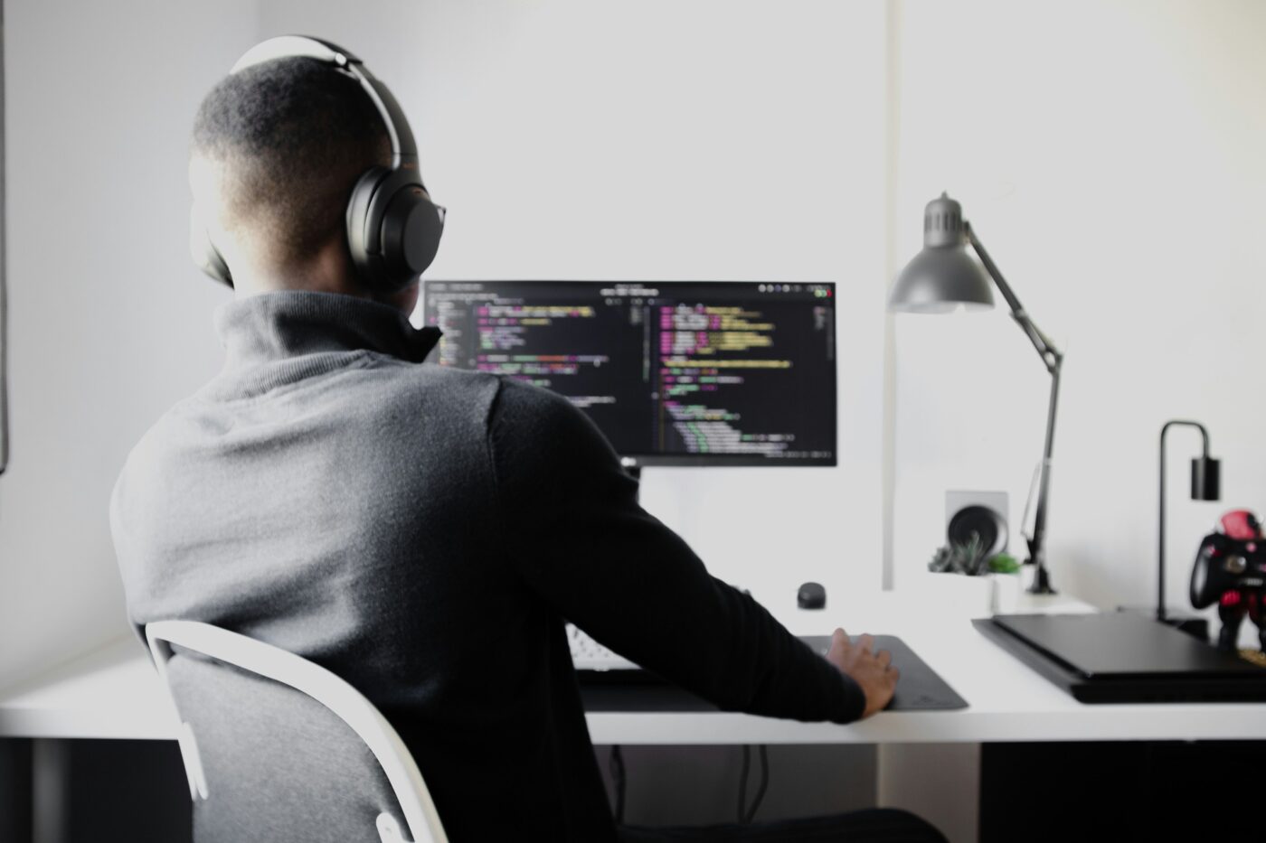 A man working on a code