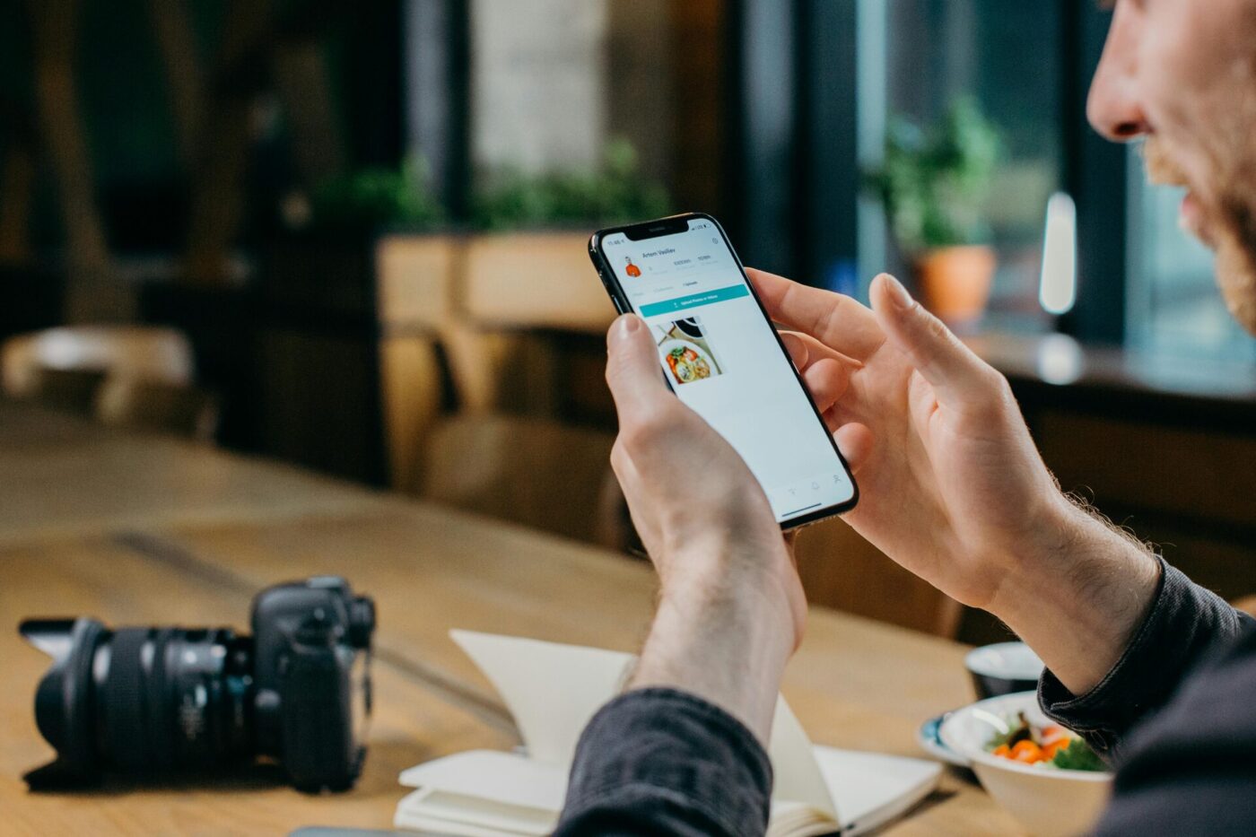 A man using a smartphone