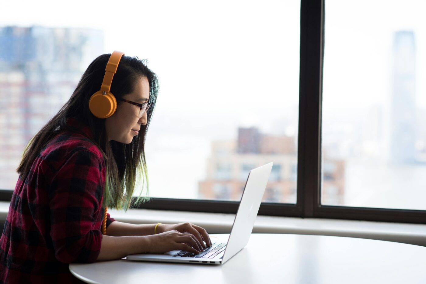 A woman on a video call